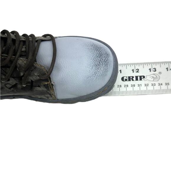 TMA EYES Womens Lace Up Ankle Boots Leather Patchwork Light Blue 8.5 - Picture 7 of 9